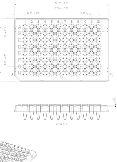 framestar96孔半裙PCR板技术图纸
