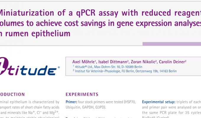 小型化qPCR分析，减少试剂量，以节省瘤胃上皮基因表达分析的成本