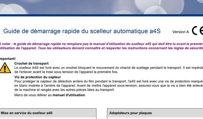 A4S自动滚动热封器快速用户指南（FR）