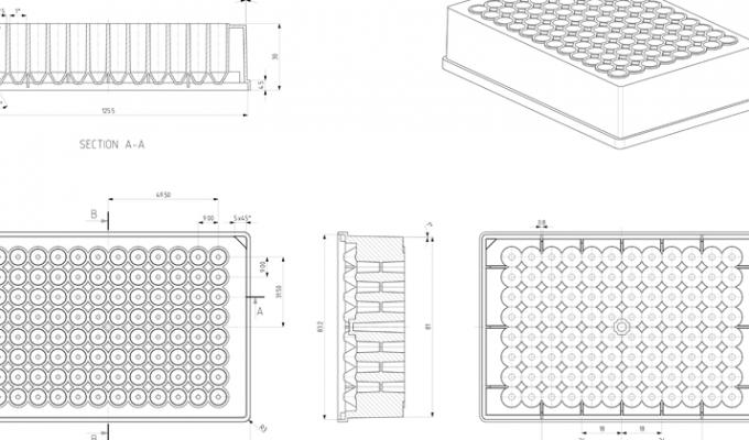 96圆形深井储存微孔板，用于磁性分离器技术绘图